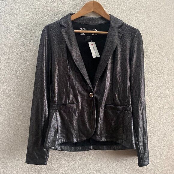 Vintage Y2K Daytrip Buckle Metallic Blazer Jacket One Button Medium NWT - Picture 1 of 3